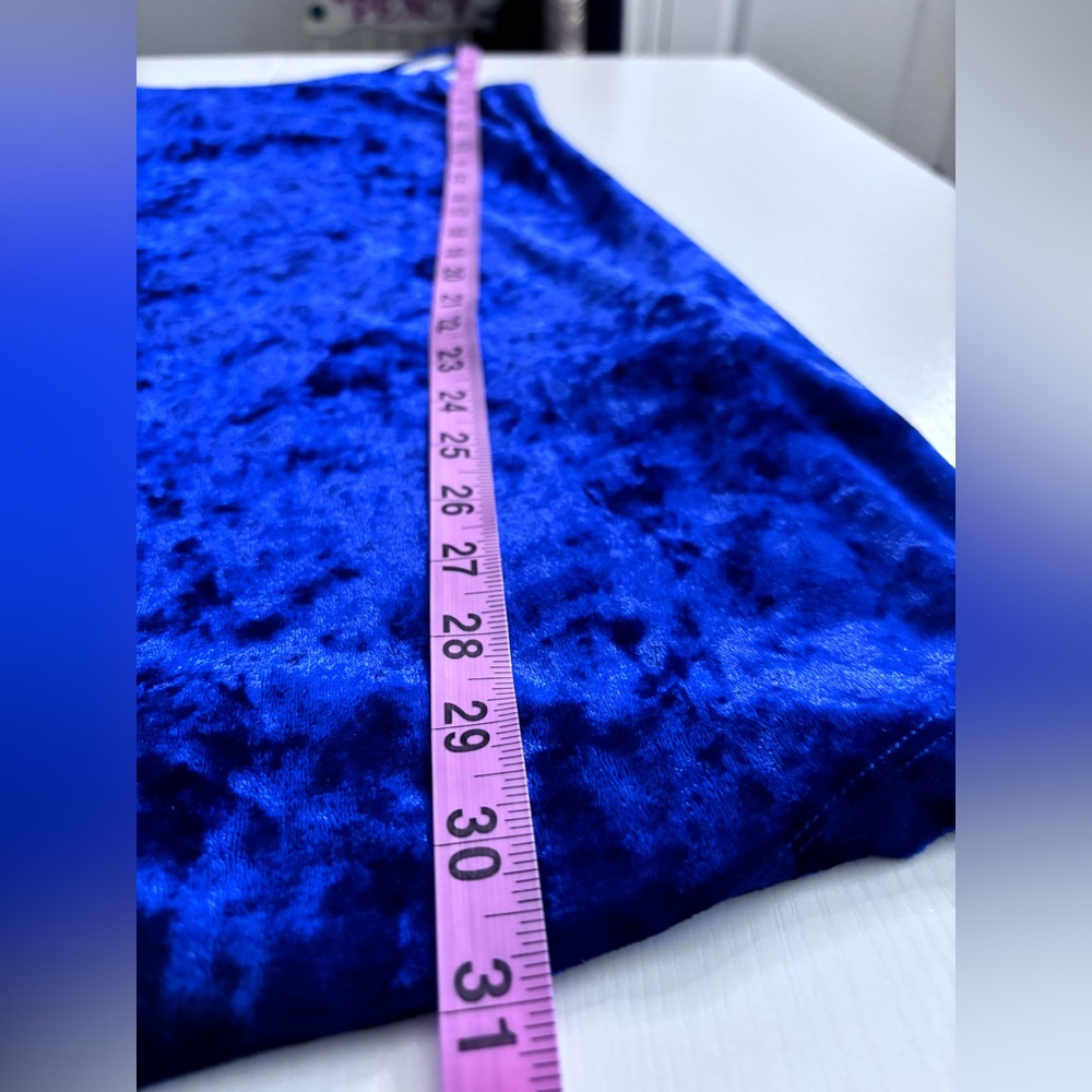 Forever 21 Blue “Crushed Velvet” Strappy Mini Size M - Picture 11 of 11